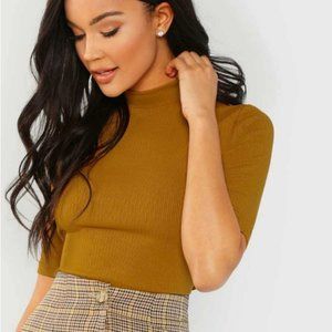 Mock Neck Ribbed Shirt